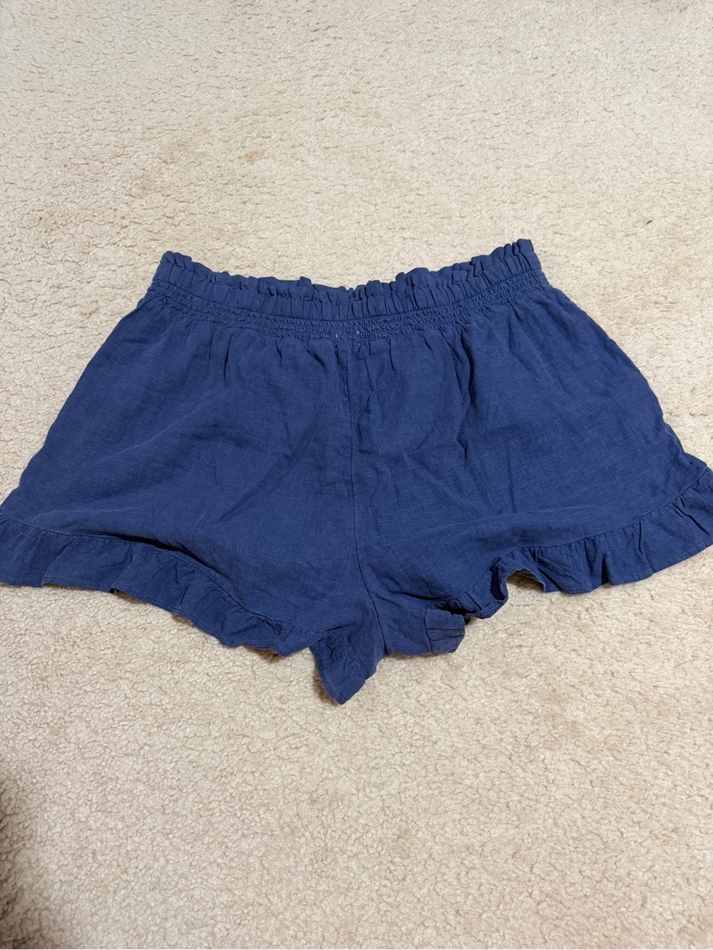 aerie Navy High-Waist Ruffle Hem Shorts